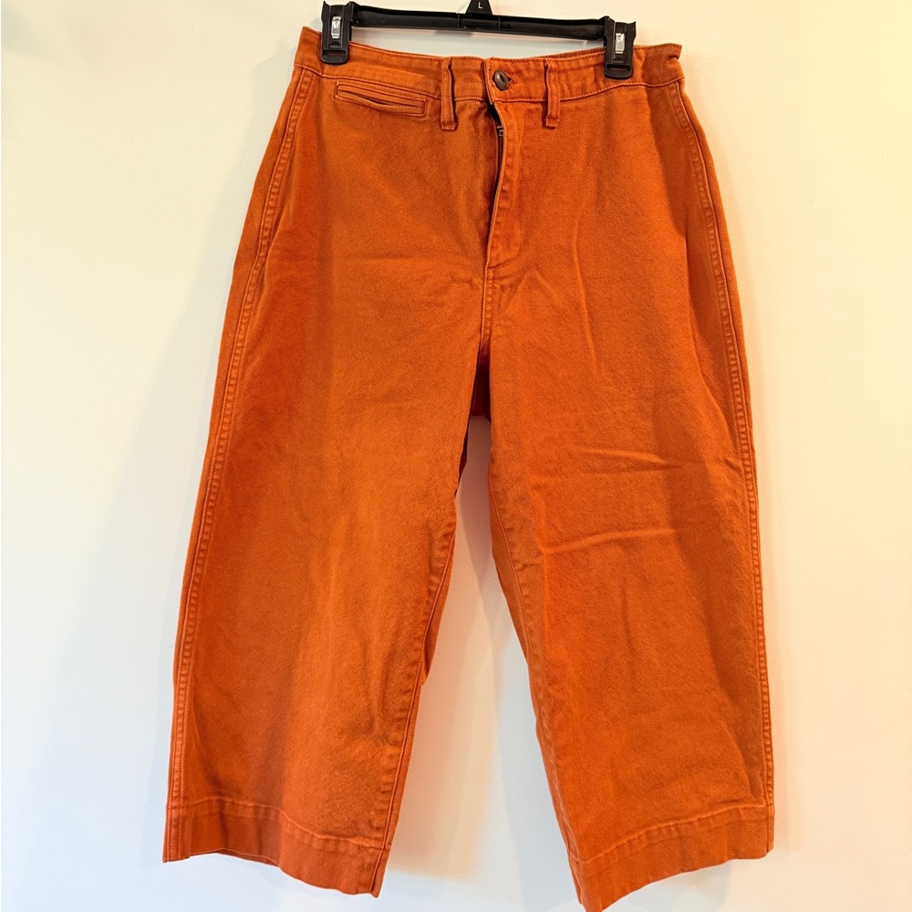 Madewell Curvy Slim Emmett wide leg crop 3 pocket stretch burnt orange jeans 29P
